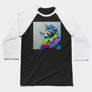 Bright cat and butterfly Baseball T-Shirt